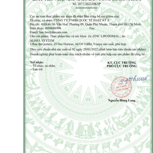 B18, B18C - Thực phẩm bảo vệ sức khỏe Zn Zinc Liposomal - Zn Zinc Liposomal - Ảnh 2